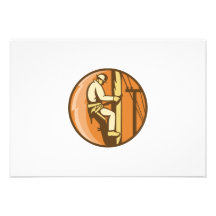 Power Lineman Electrician Climbing Utility Post Invitations