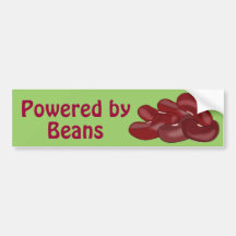 Powered by Beans Kidney Bean Veggie Vegan Meatless Bumper Sticker