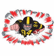 powerful football player charging hard cut out
