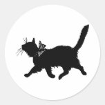 Prancing Cat Round Sticker