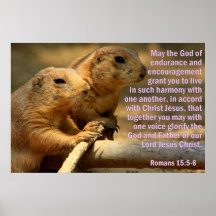 Prarie Dogs with Romans 15:5-6 Poster