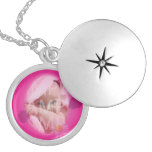 precious  baby photo necklace in pink flower frame