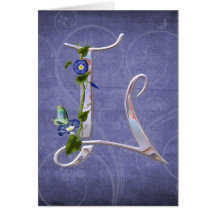 Precious Butterfly Initial L Greeting Cards