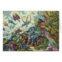 Prehistoric Animals Antique Print Cards