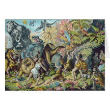Prehistoric Animals Antique Print Greeting Card