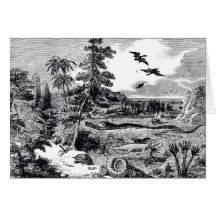 Prehistoric Life Antique Print Cards