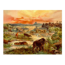 Prehistoric Scene Antique Print Post Cards