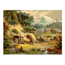Prehistoric Scene Antique Print Post Cards