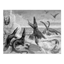 Prehistoric World Antique Print Post Cards
