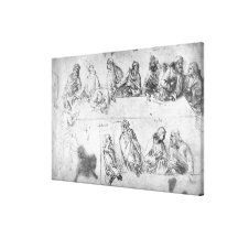 Preparatory drawing for the Last Supper Canvas Print