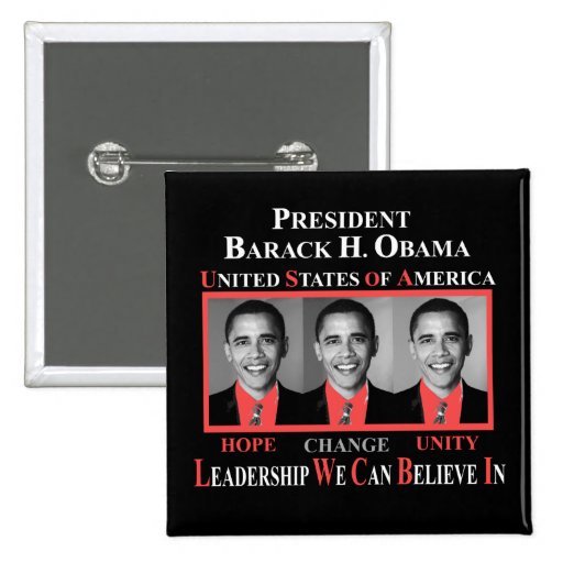 PRESIDENT BARACK OBAMA - RED PINBACK BUTTON