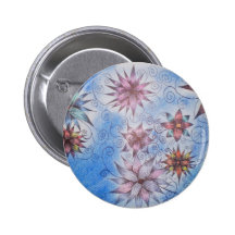 Pretty Art Nouveau Flowers Pinback Button