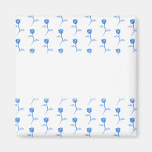 Pretty Blue and White Roses Pattern. Fridge Magnet