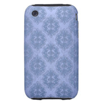 Pretty Blue Damask Tough iPhone 3 Case