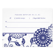 Pretty Blue Floral RSVP Invite