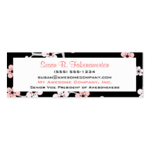 Pretty Cherry Blossums - Black and Pale Pink Business Card Templates
