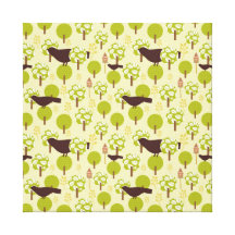 Pretty Elegant Birds in Leaf Treetops Pattern Stretched Canvas Prints