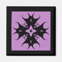 Pretty elegant gothic cross motif black and purple fridge magnets
