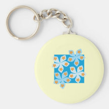 Pretty floral design, blue and cream. key chains