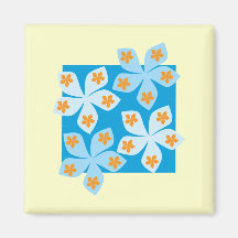 Pretty floral design, blue and cream. refrigerator magnets