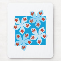Pretty floral design, blue, red and white. mouse mat