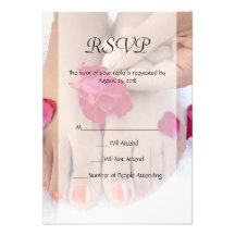 Pretty Fuchsia Pink Rose Pedicure Salon Personalized Announcements