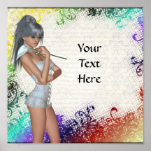 Pretty girl with lily posters