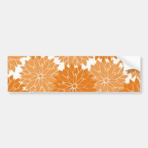Pretty Girly Orange Flower Blossoms Floral Print Bumper Stickers