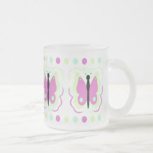 Pretty Green And Magenta Butterfly Mug