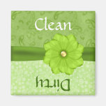 Pretty Green Floral Dishwasher Magnet