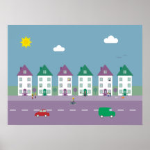 Pretty Houses, People, Pets & Traffic Poster