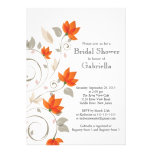 Pretty Modern Orange Floral Vine Bridal Shower Personalized Announcements