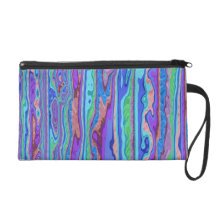 Pretty Pastel Liquid Stripes Wristlet Bag