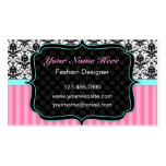 Pretty Pink, Black and White Damask Business Card