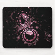 Pretty Pink Fractal Planets Mouse Pad
