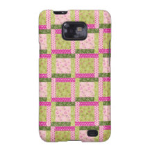 Pretty Pink Green Patchwork Squares Quilt Pattern Samsung Galaxy SII Case