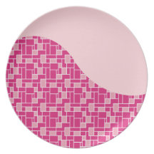 Pretty Pink Tile Wave Pattern Gifts for Her Dinner Plates