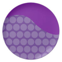 Pretty Purple Big Polka Dots Wave Pattern Gifts Plate