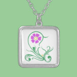 pretty purple flower and green floral pattern neck necklaces