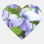Pretty Purple Flowers Heart Stickers