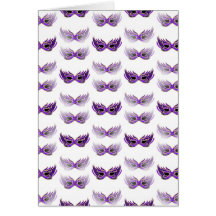 Pretty Purple Masquerade Masks Mardi Gras Card