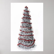 Pretty Silver Christmas Tree Holiday  Print