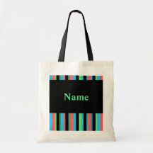 Pretty Striped Budget Tote Bag Template - Green