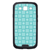 Pretty Teal Patchwork Quilt Pattern Samsung Galaxy S3 Cases