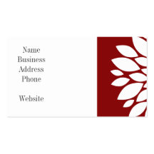 Pretty White Flower Petal Art on Red Business Card Templates