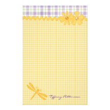 Pretty Yellow Gingham Custom Stationery