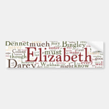 Pride and Prejudice Word Cloud Bumper Stickers