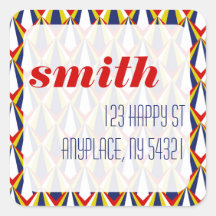 Primary Colors Geometric Pattern Sticker Label