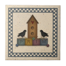Primitive Birdhouse Tile