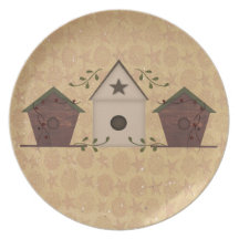 Primitive Birdhouses Plate